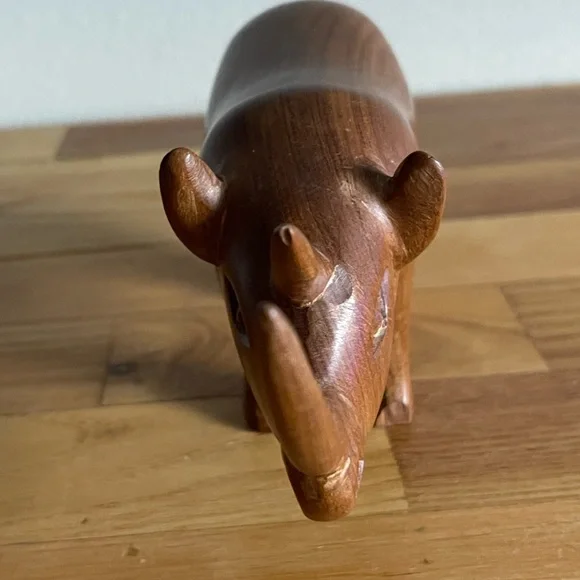 Vintage Hand Carved Wooden Rhino - Picture 4 of 6